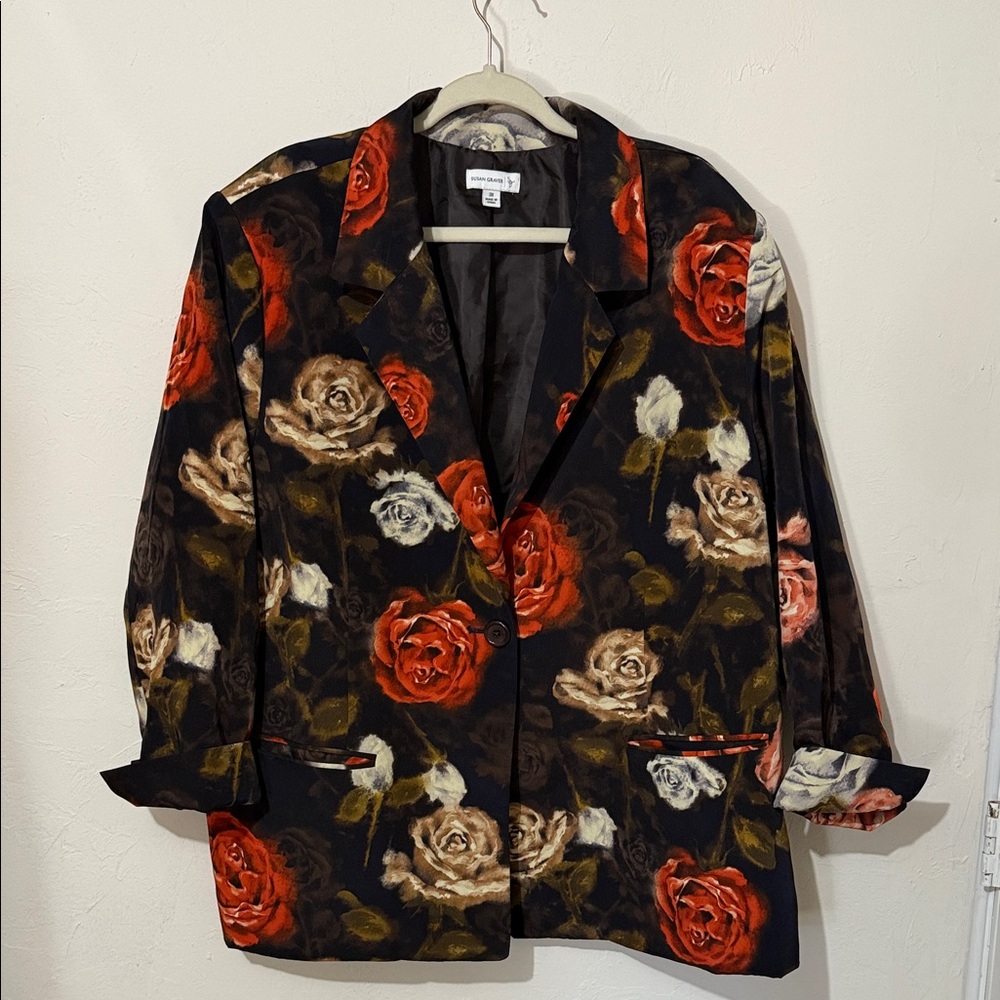 Susan Graver  Black Floral Blazer